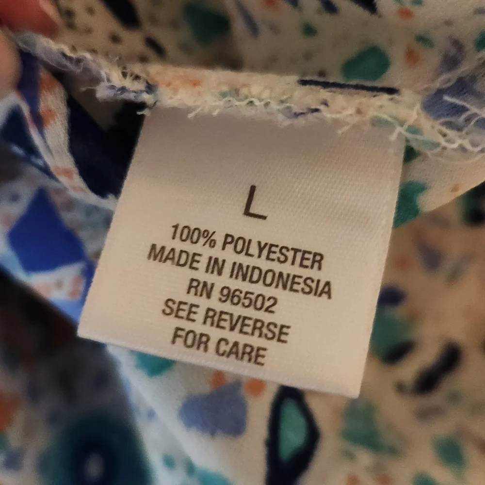 DB Established 1962 Orange and Blue Women's Blouse With 3/4 Sleeves Size L - Picture 5 of 6